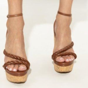 Jimmy Choo Diosa 130 Leather Wedge Sandals NWOB